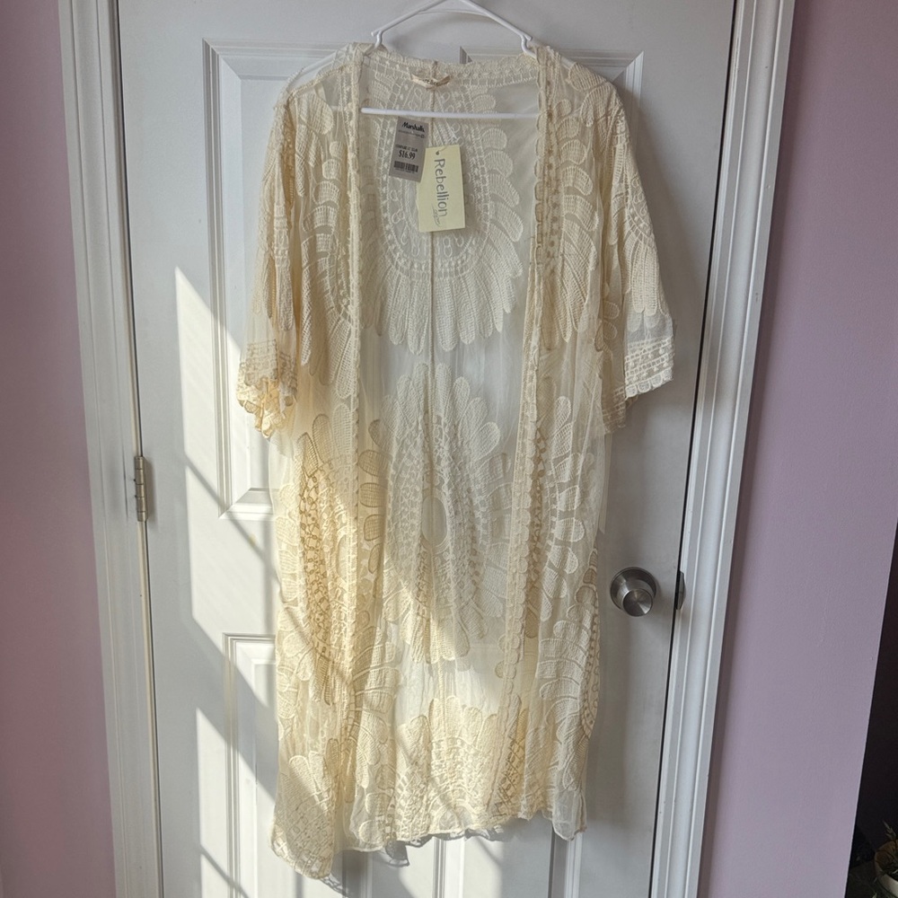 Rebellion Cream Lace Crochet Kimono